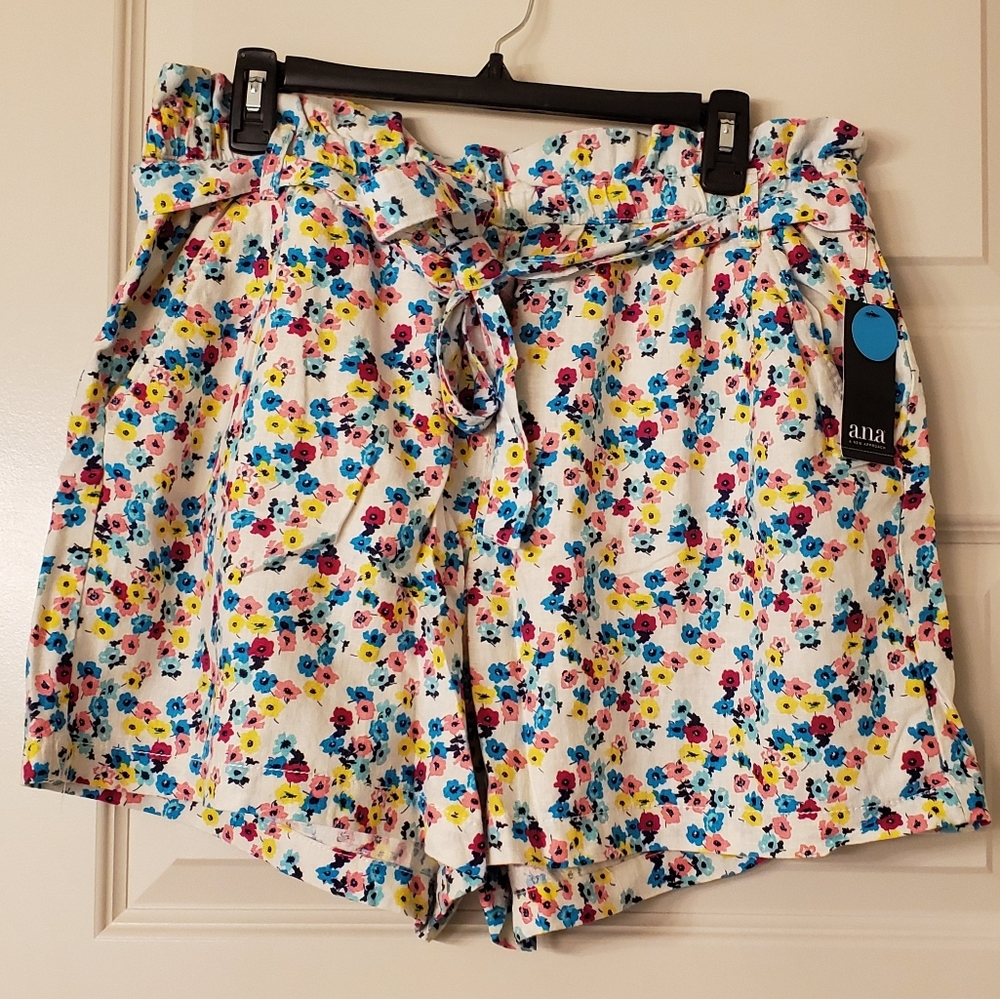 Women's Floral Paperbag Shorts